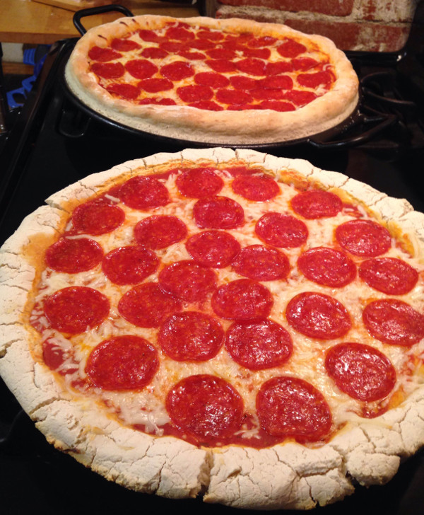 Side by side comparison. Gluten Free in the front, regular in the back.